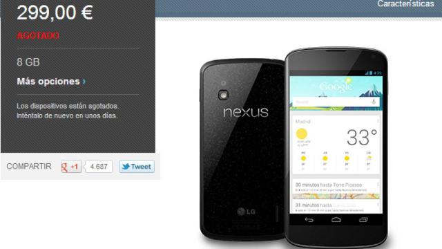 Ahora sí, Nexus 4 agotado. Nexus 7 y Nexus 10 vuelven a tener stock
