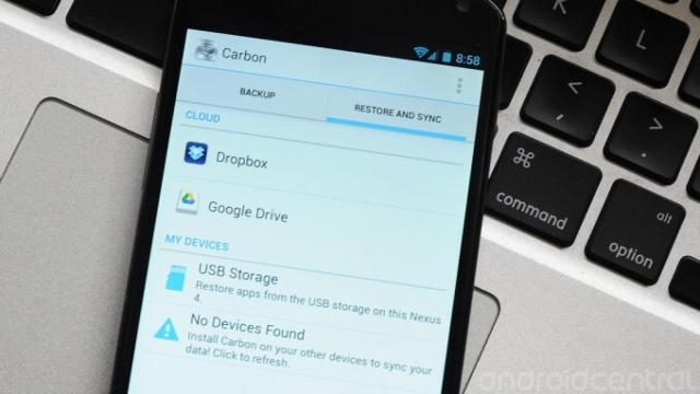 Carbon Backup ya disponible en Google Play y sin necesidad de root