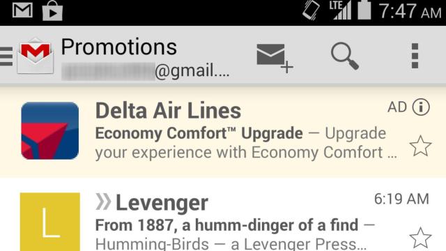 Así es la publicidad en GMail para Android, ¿ya te ha aparecido?