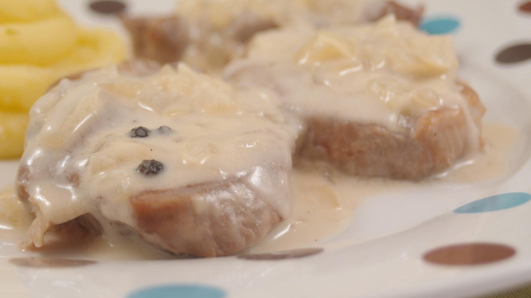 solomillos encebollados a la sidra