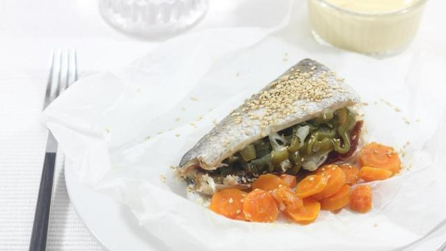 Merluza rellena en papillote