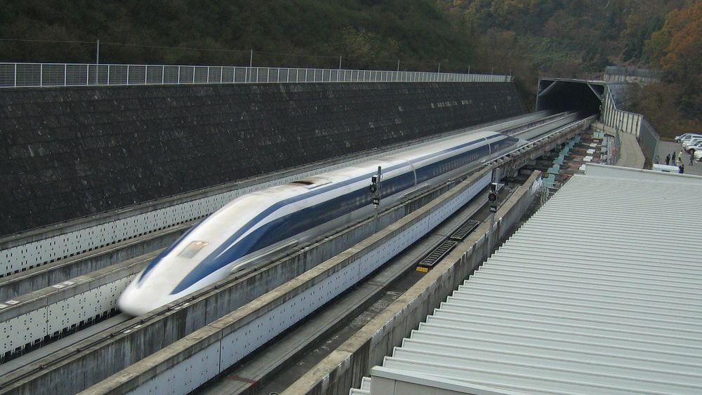 Un tren de levitación magnética.