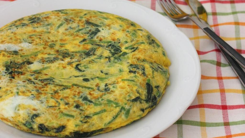 Tortilla de puerros y espinacas