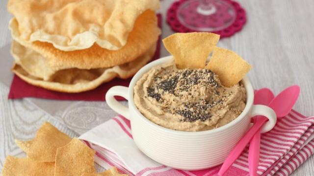 Hummus de lentejas con papadums