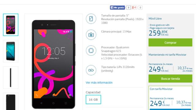bq Aquaris M5, disponible para comprar libre con Movistar