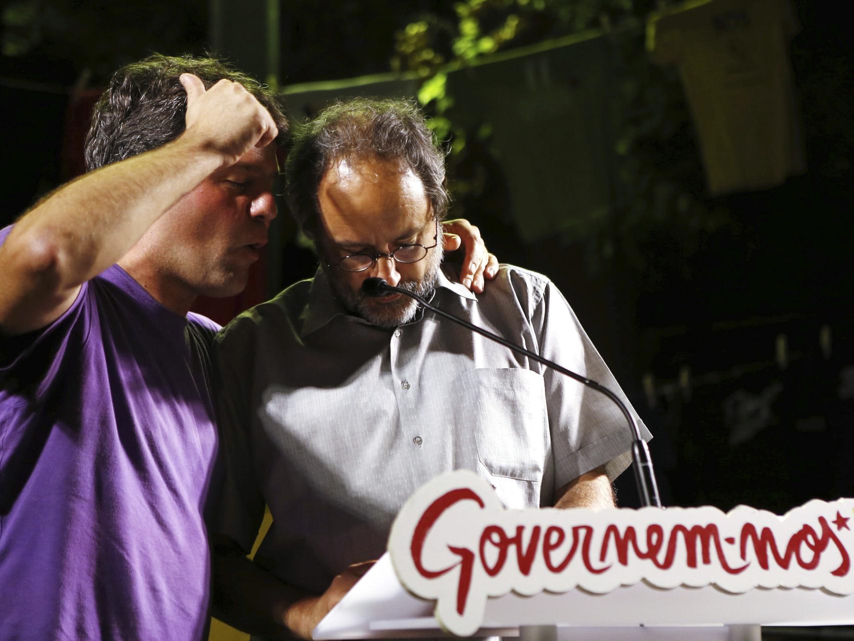 Busqueta y Baños en un mitin en Terrasa, Barcelona