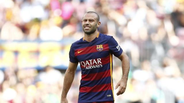 Mascherano en un partido en el Camp Nou.