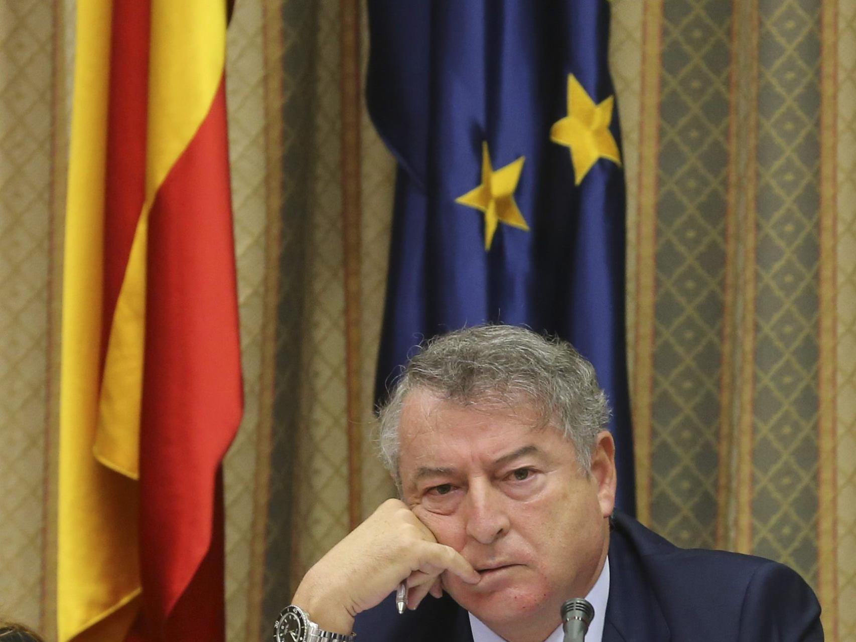 El presidente de RTVE, José Antonio Sánchez, en el Congreso.