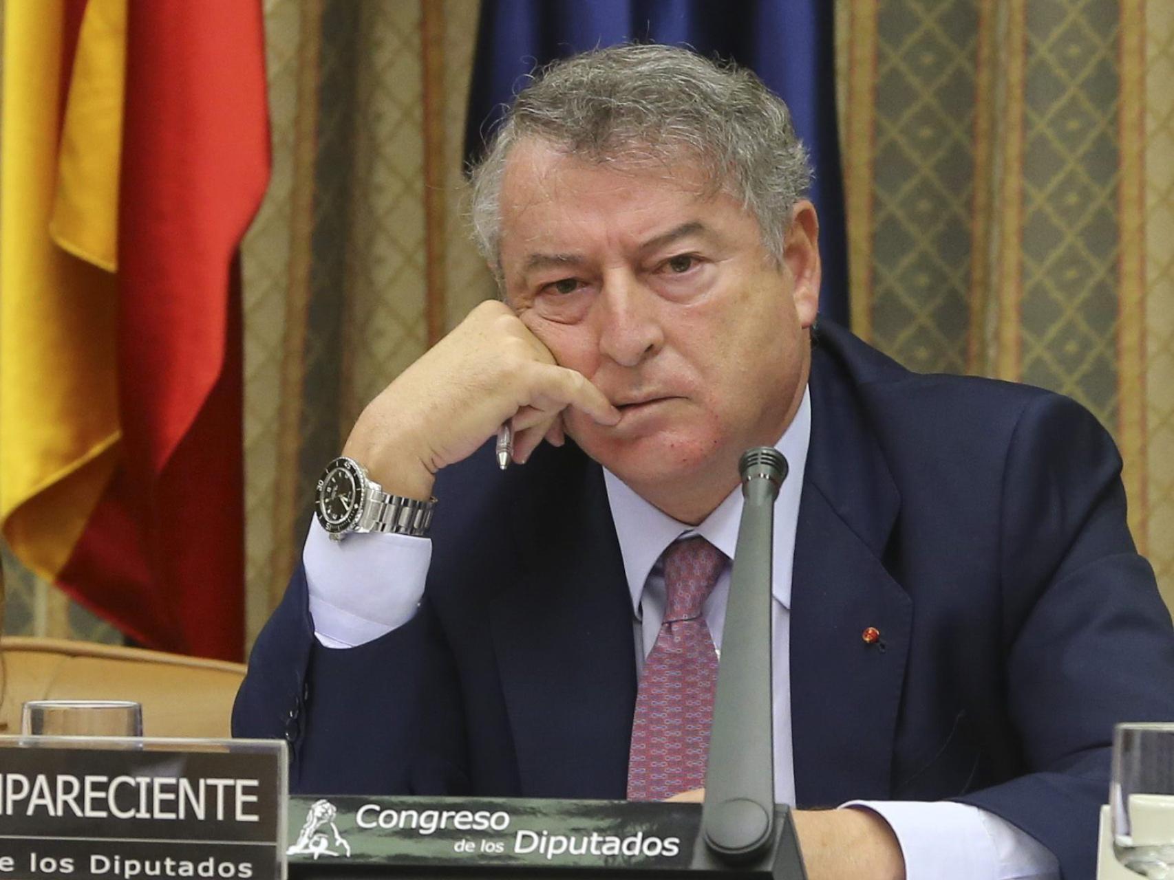 El presidente de RTVE, José Antonio Sánchez, presidente de la Comisión Mixta para el Control Parlamentario de la Corporación RTVE y sus sociedades, durante su comparecencia ante dicha comisión.