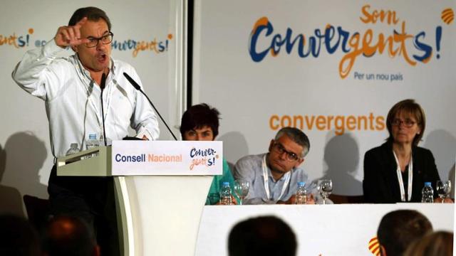 Artur Mas durante su intervención en el consejo nacional de su partido.