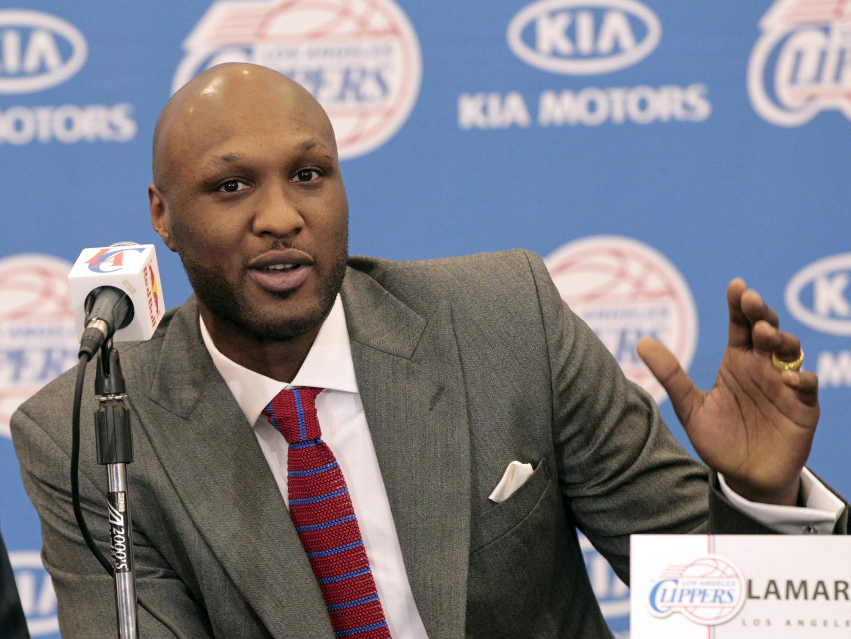 Lamar Odom en una conferencia de prensa.