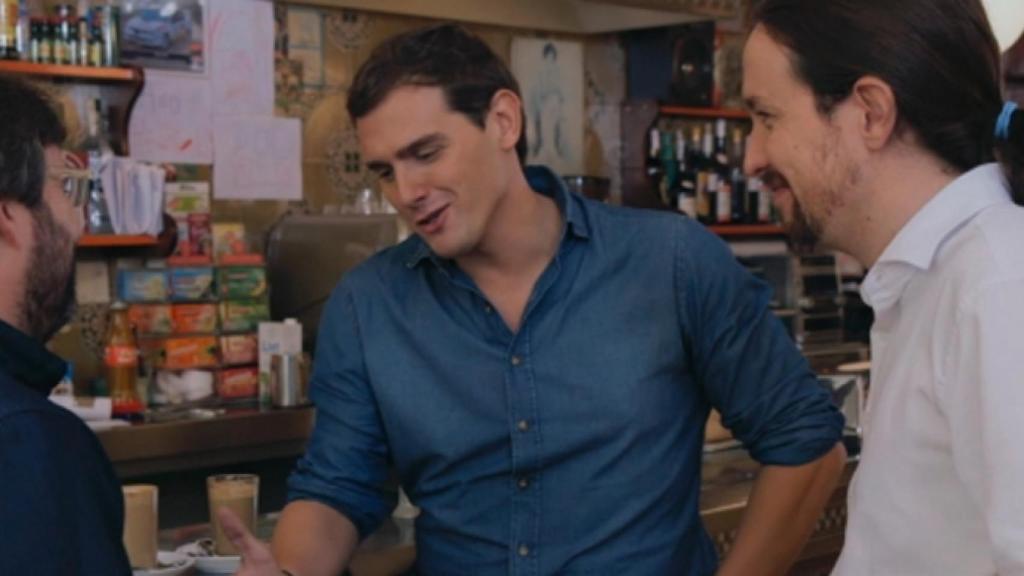 Jordi Évole junto a Albert Rivera y Pablo Iglesias en 'Salvados'