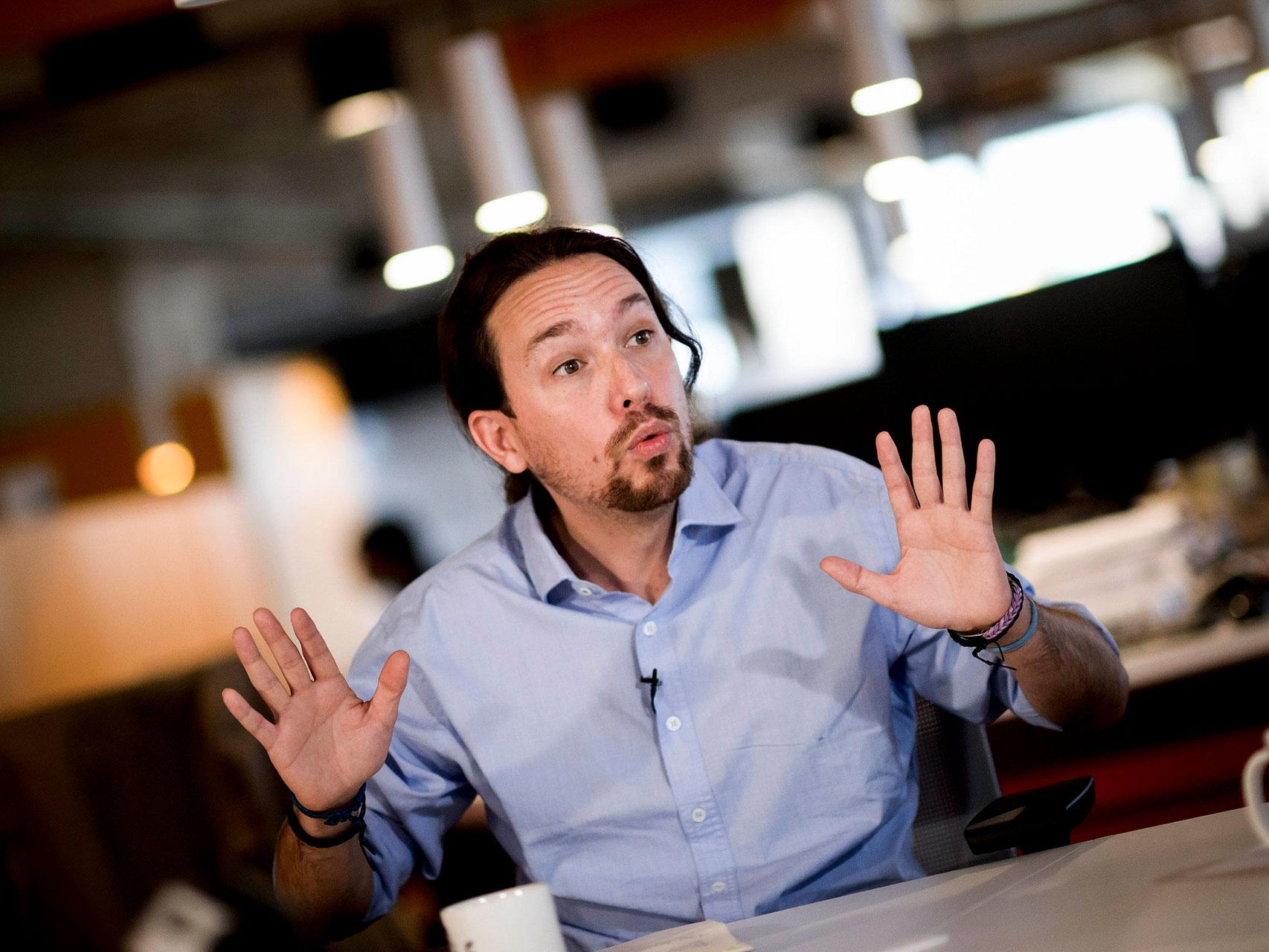 El líder de Podemos, en su visita a EL ESPAÑOL.