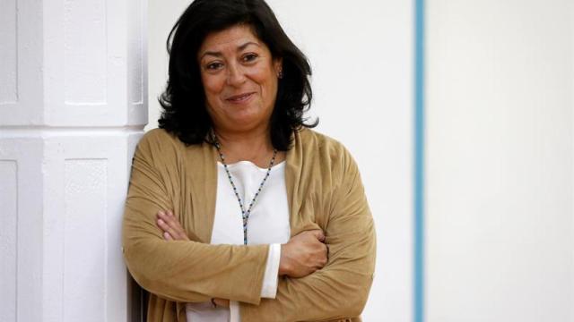 Almudena Grandes durante la presentación de 'Los besos en el pan'.