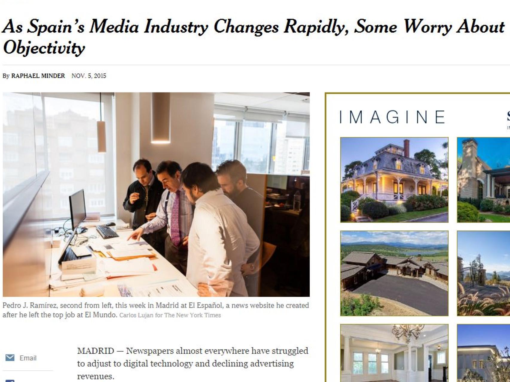 El artículo de Raphael Minder sobre la libertad de prensa en España en 'The New York Times'