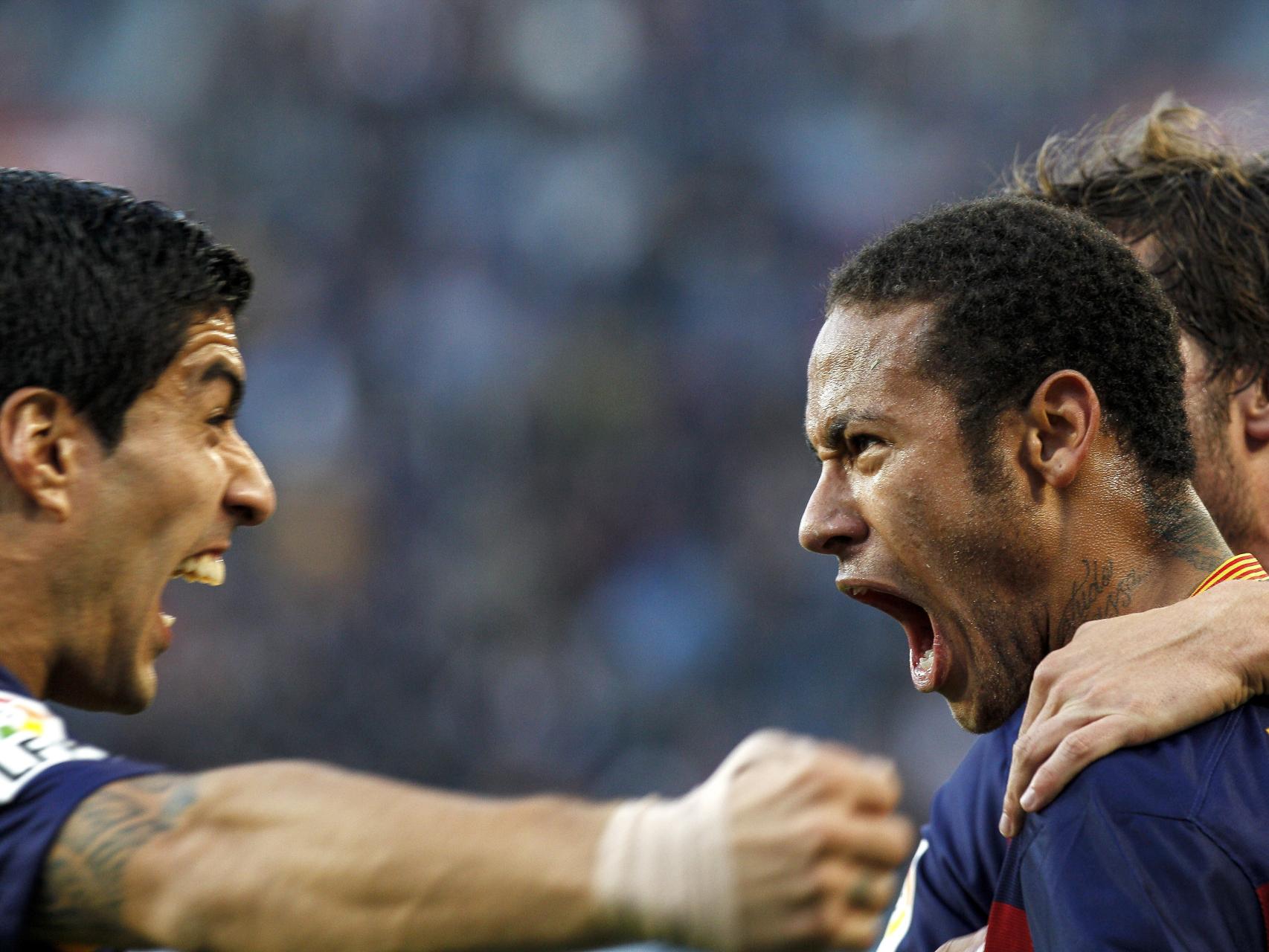 Neymar celebra su gol ante el Villarreal.