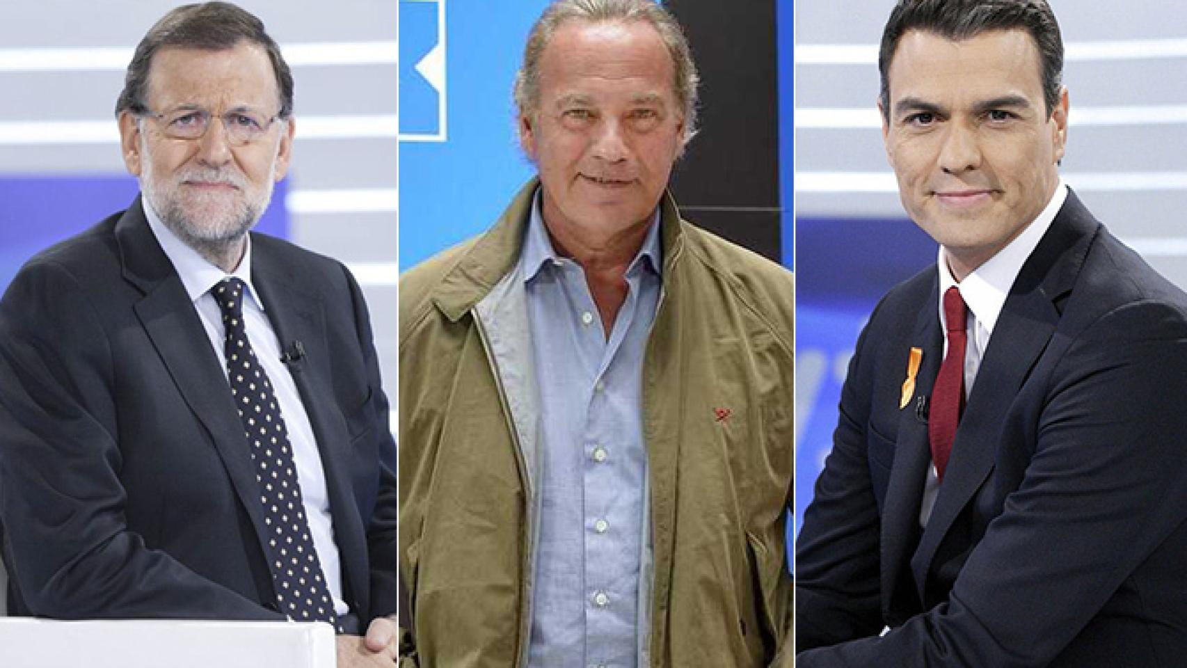 Mariano Rajoy, Bertín Osborne y Pedro Sánchez.