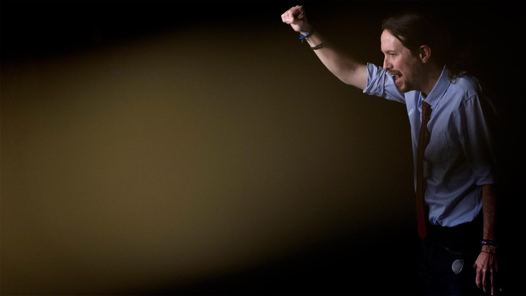 Pablo Iglesias, en un acto electoral celebrado en Círculo de Bellas Artes de Madrid.