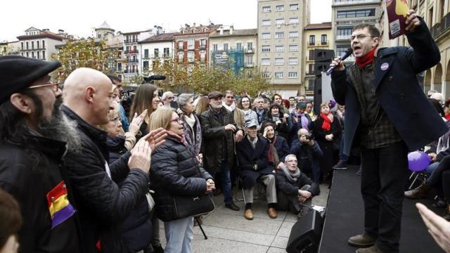 Monedero en un acto electoral en Pamplona esta semana