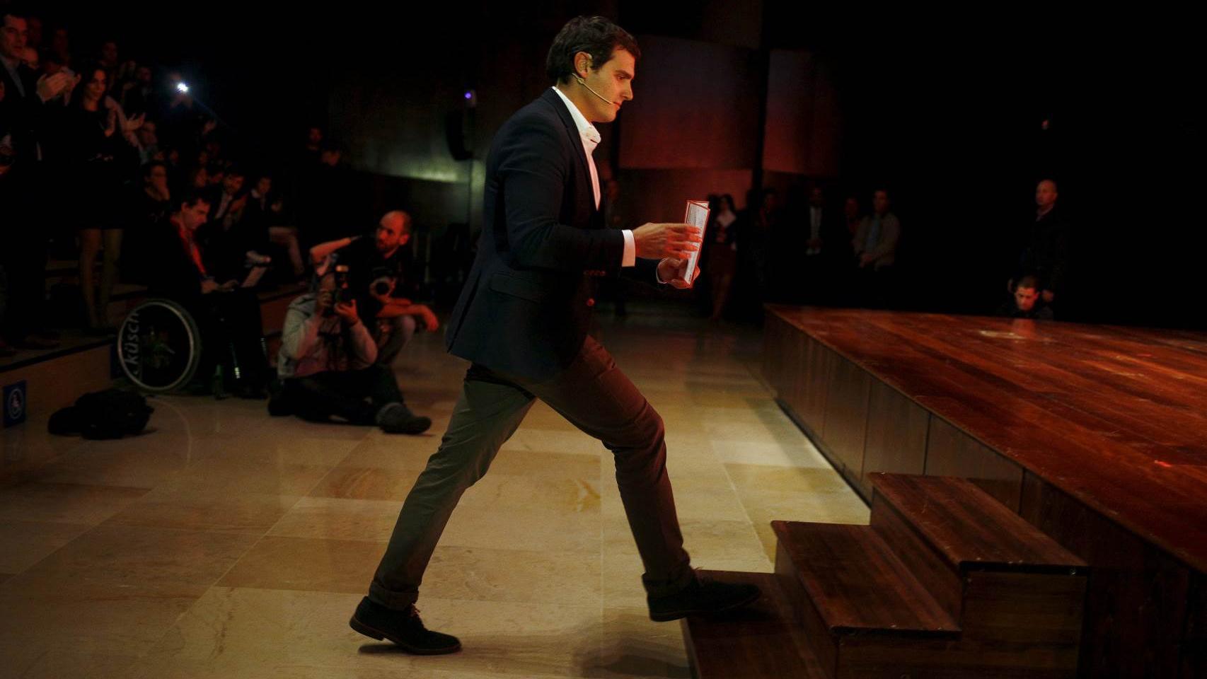 Albert Rivera, al inicio de un acto electoral celebrado en Málaga.