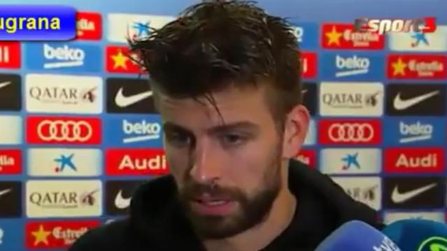 Gerard Piqué durante su declaración en zona mixta.