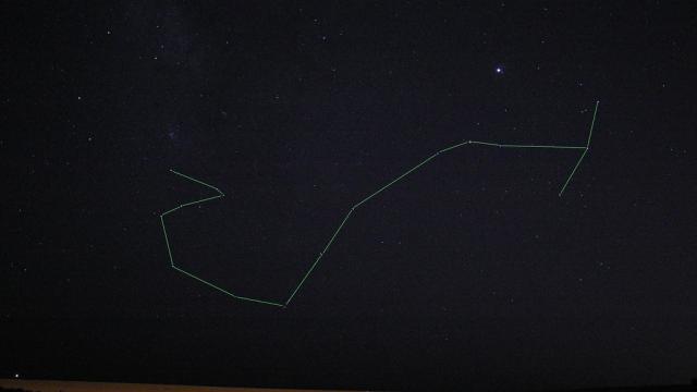 La constelación de Escorpio; en el aguijón, a la izquierda, está Cervantes.