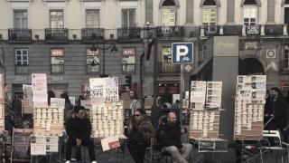 Loteros en la Puerta del Sol de Madrid.