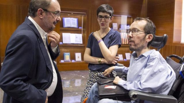 Javier Lambán y el líder de Podemos en Aragón, Pablo Echenique.