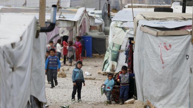 Un campamento de refugiados improvisado en Líbano.