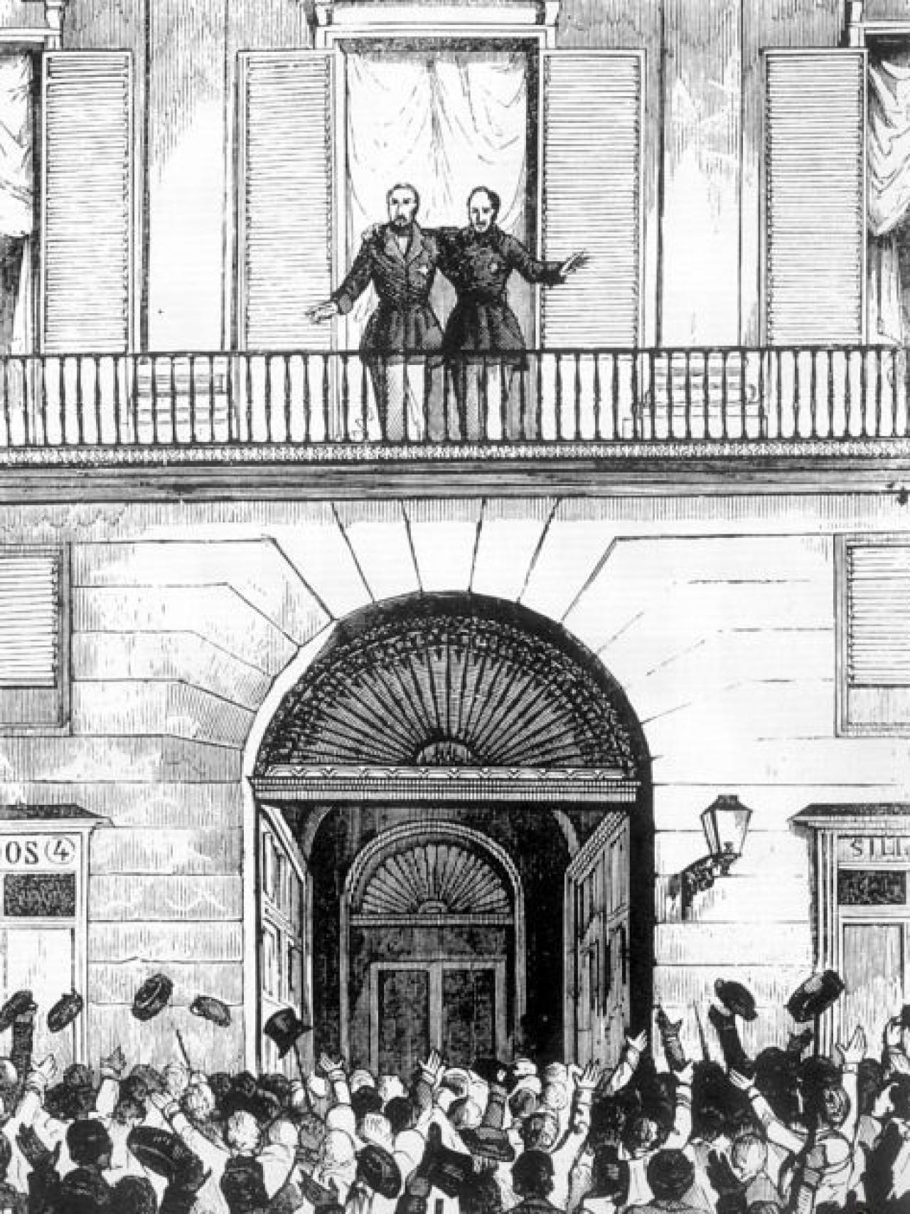 ODonnell y Espartero aclamados en Madrid en julio de 1854.