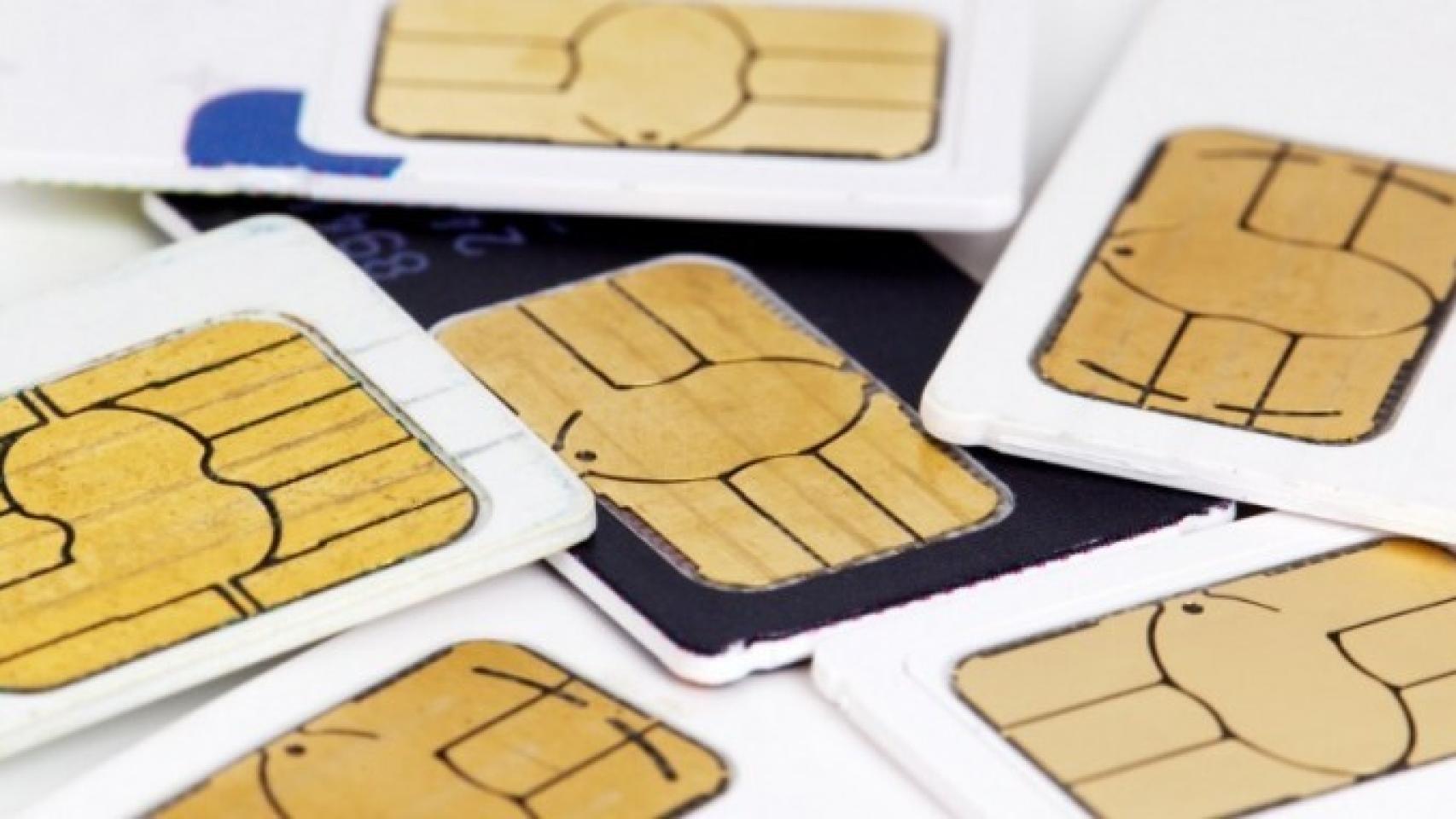 Conjunto de tarjetas SIM para teléfonos móviles.