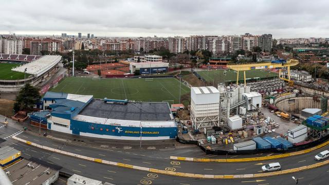 Obras de la línea 9 en los aledaños del Camp Nou.