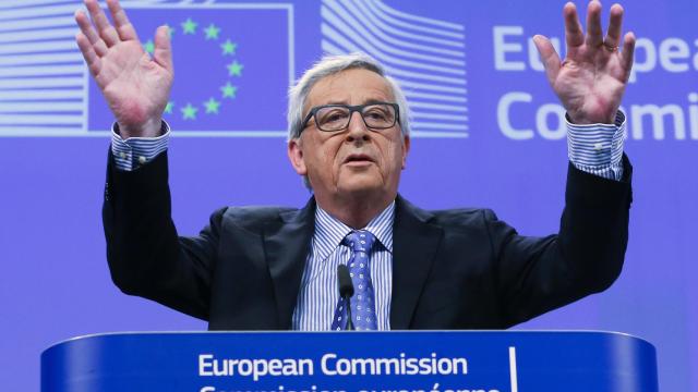 El presidente de la Comisión, Jean-Claude Juncker, en rueda de prensa
