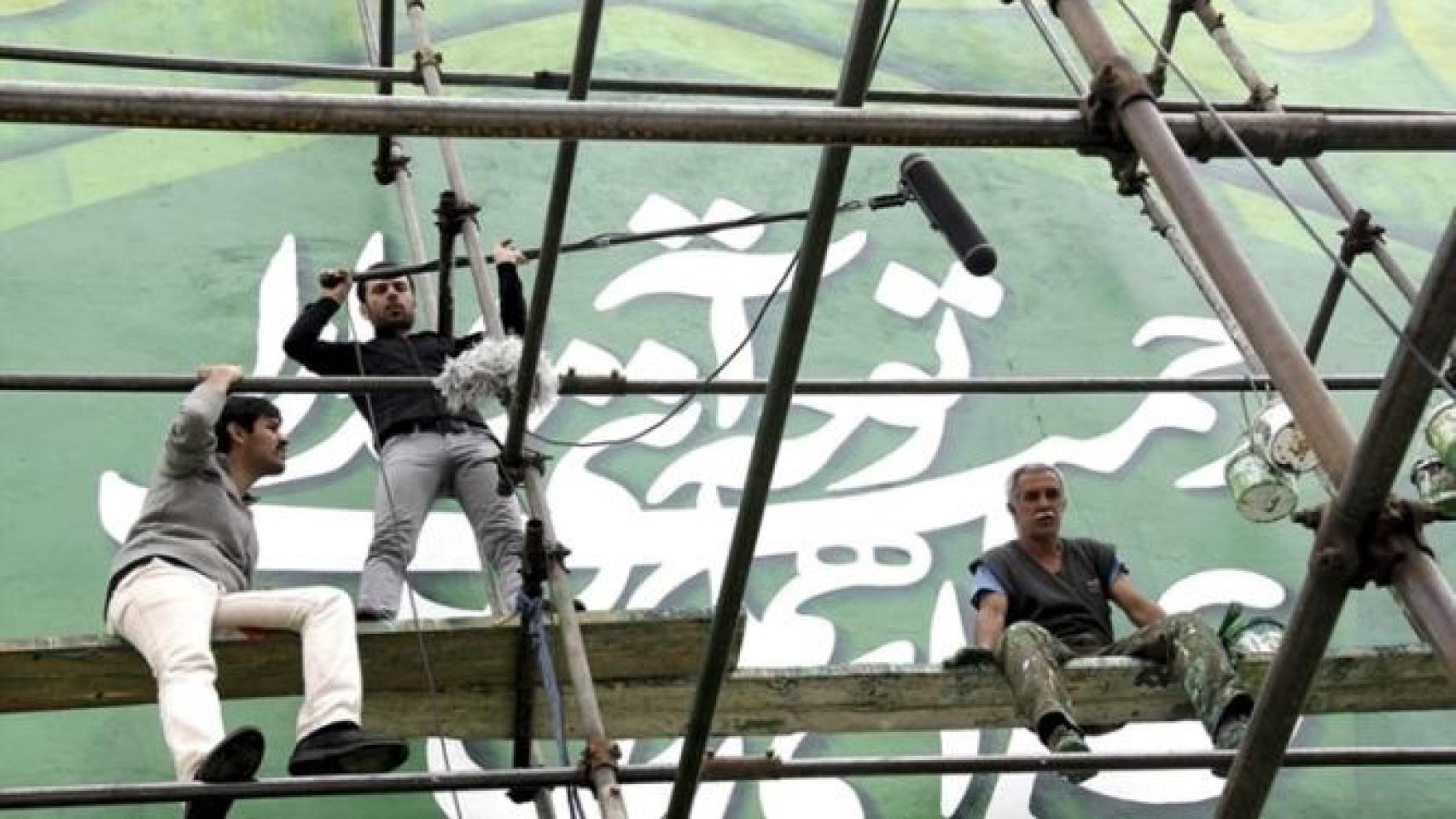 Un momento del rodaje de la película de Karimi.