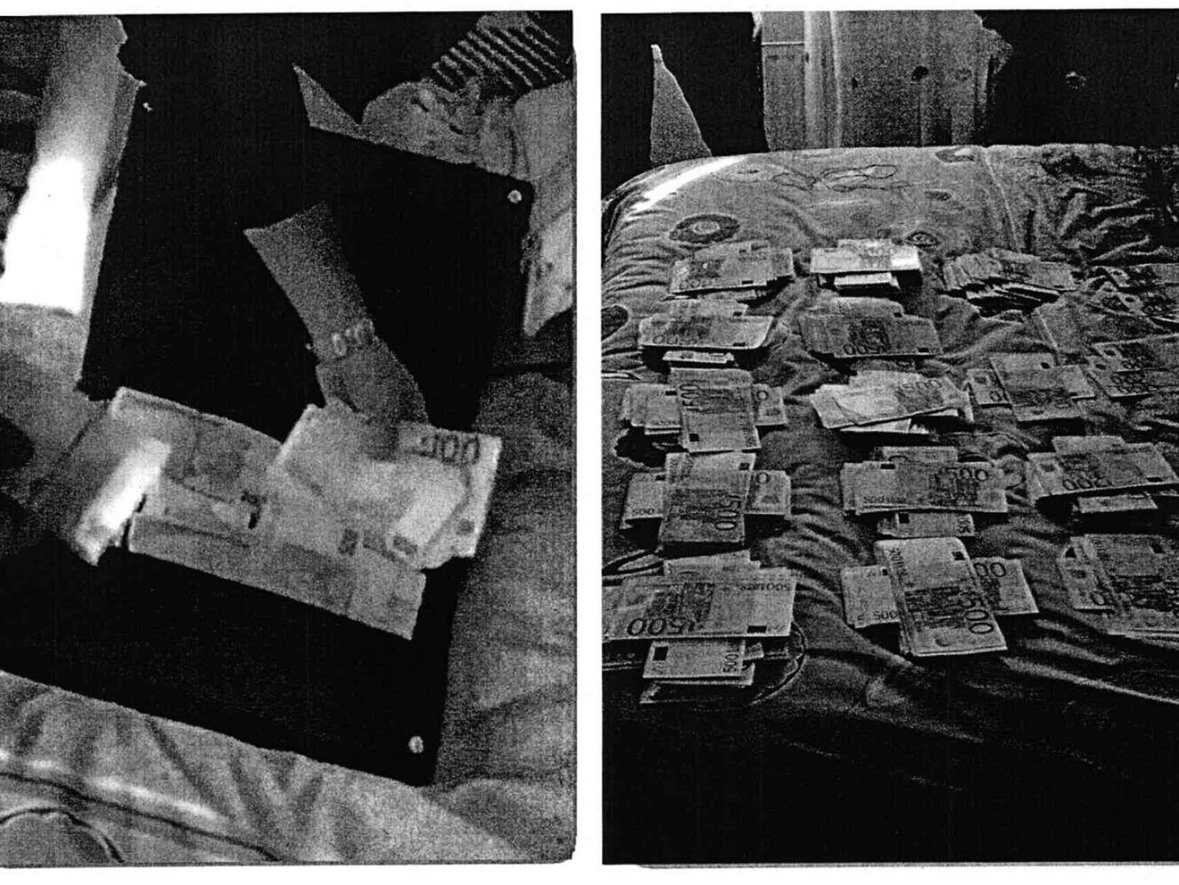 Los investigadores localizaron 922.000 euros en billetes de 100, 200 y 500 euros.