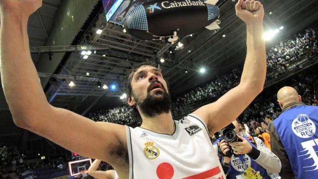 Sergio Llull celebra el triunfo ante el Baskonia en semifinales de Copa.