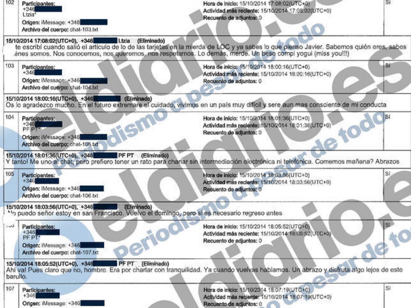 Mensajes intercambiados entre los reyes y Javier López Madrid