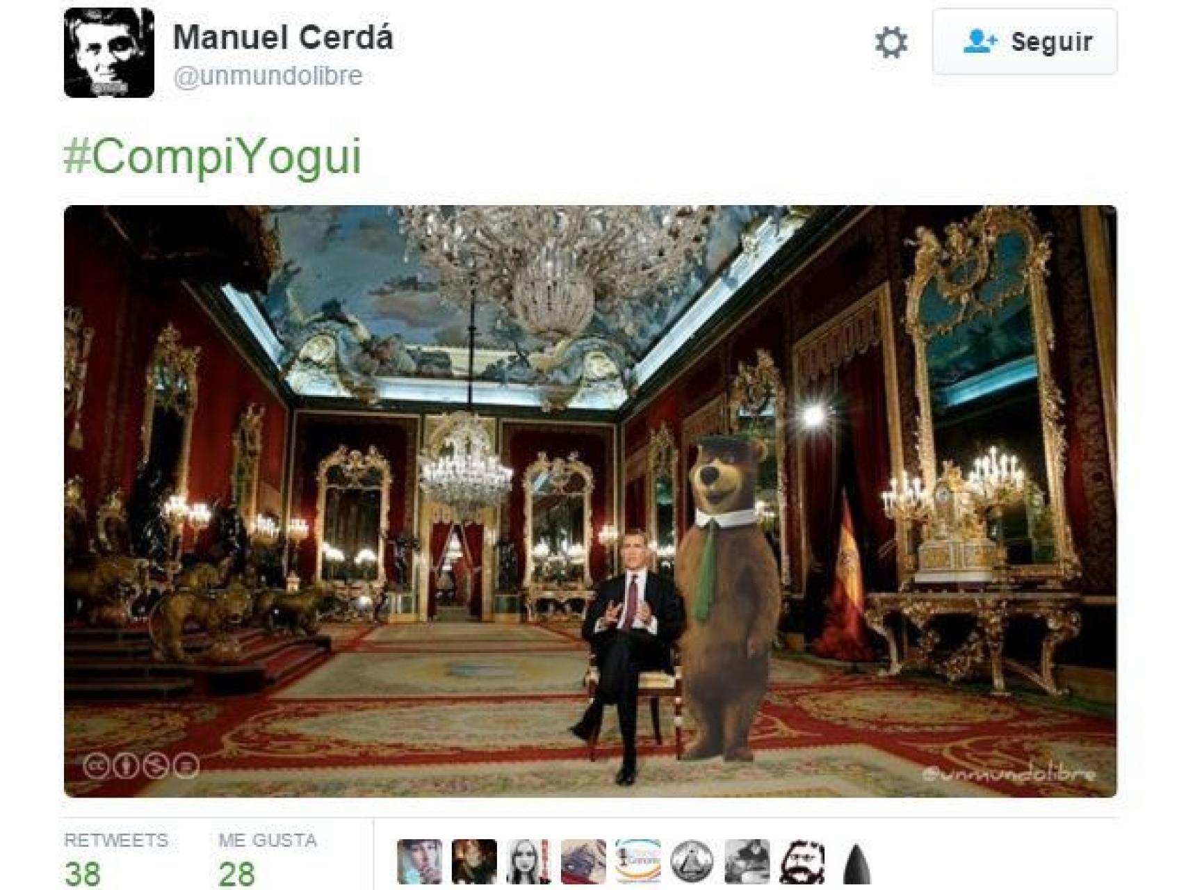 Uno de los montajes del rey Felipe con un Compi Yogui.