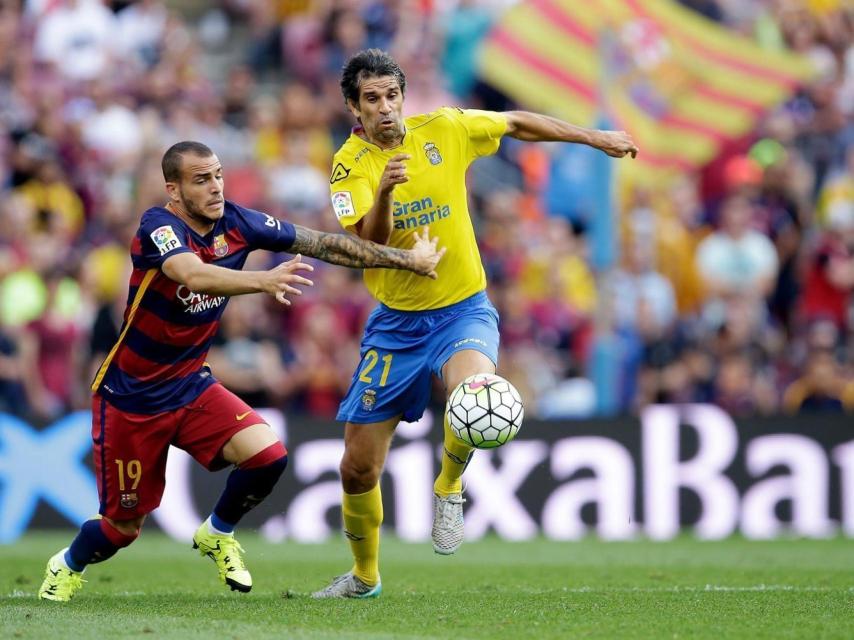 Juan Carlos Valerón, en el partido contra el Barcelona.