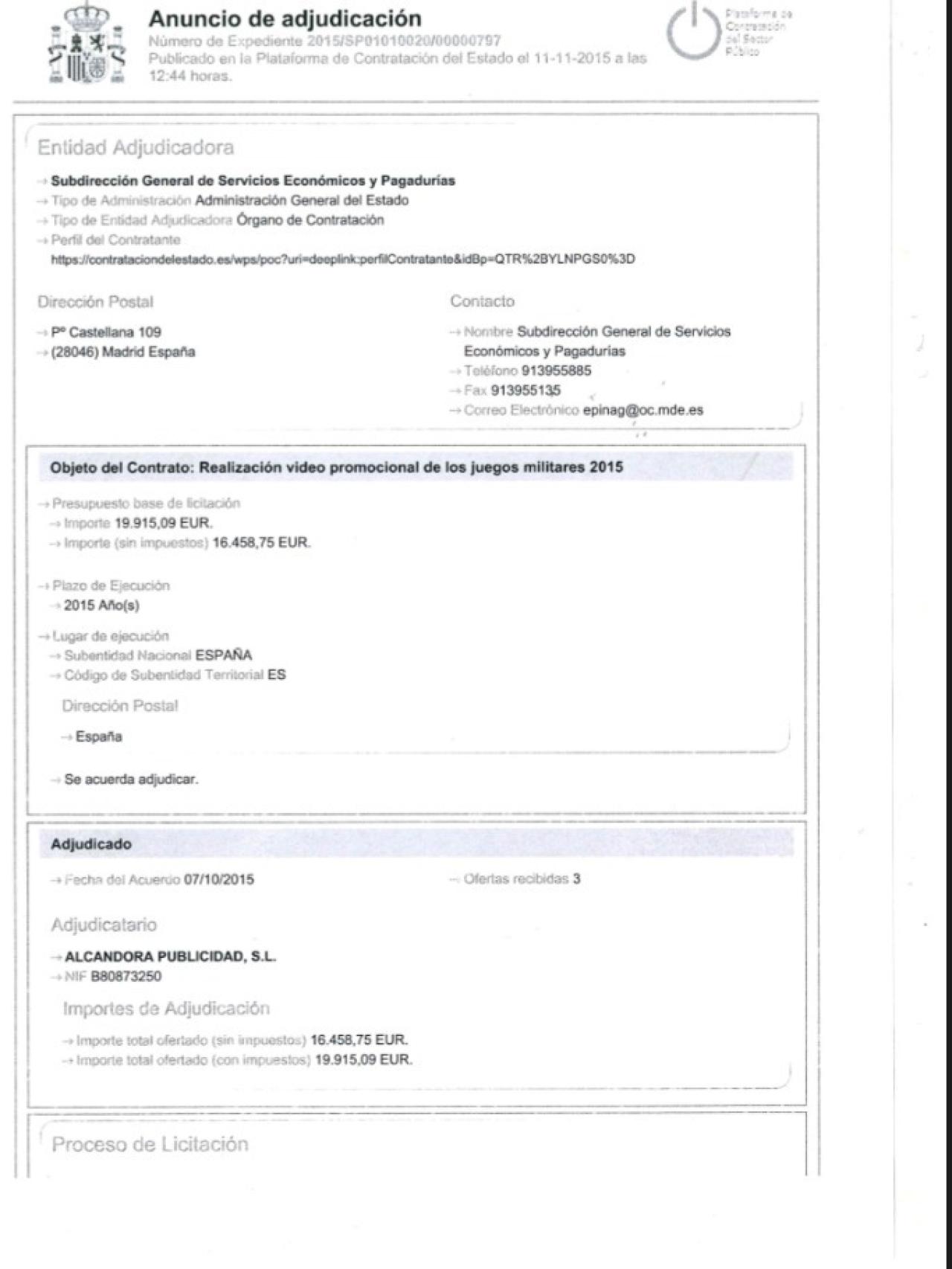 Factura emitida por Alcandora