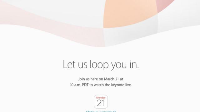 Invitación a la keynote de Apple.