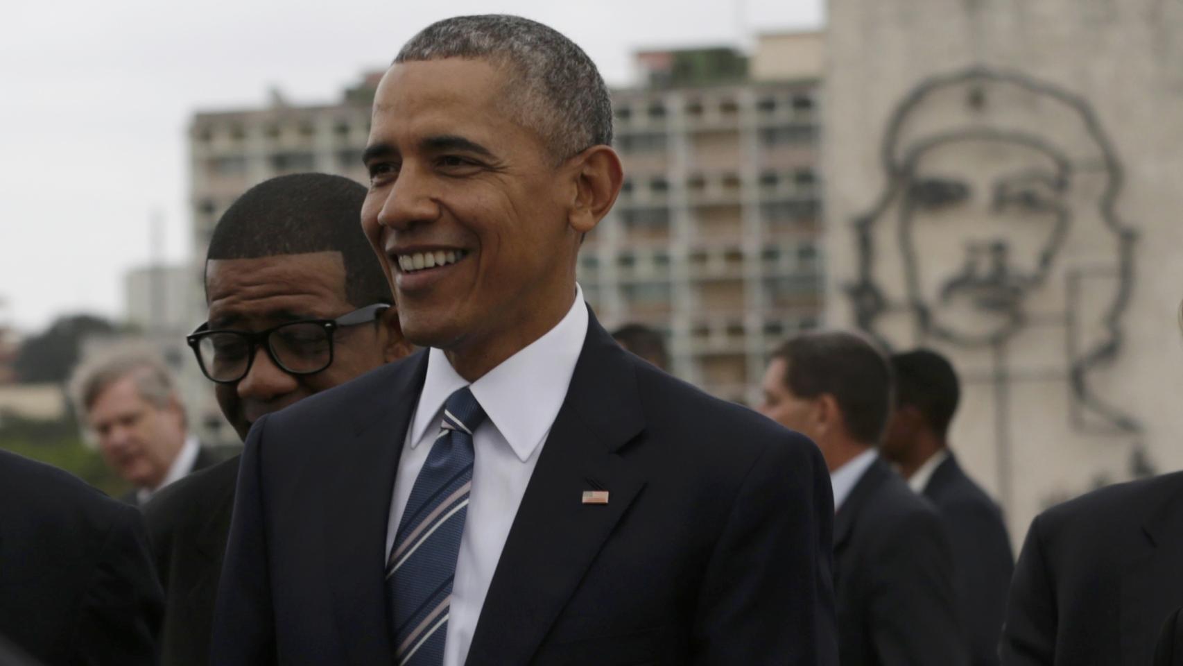Obama, frente a la imagen del Che Guevara en la cubana plaza de la Revolución.