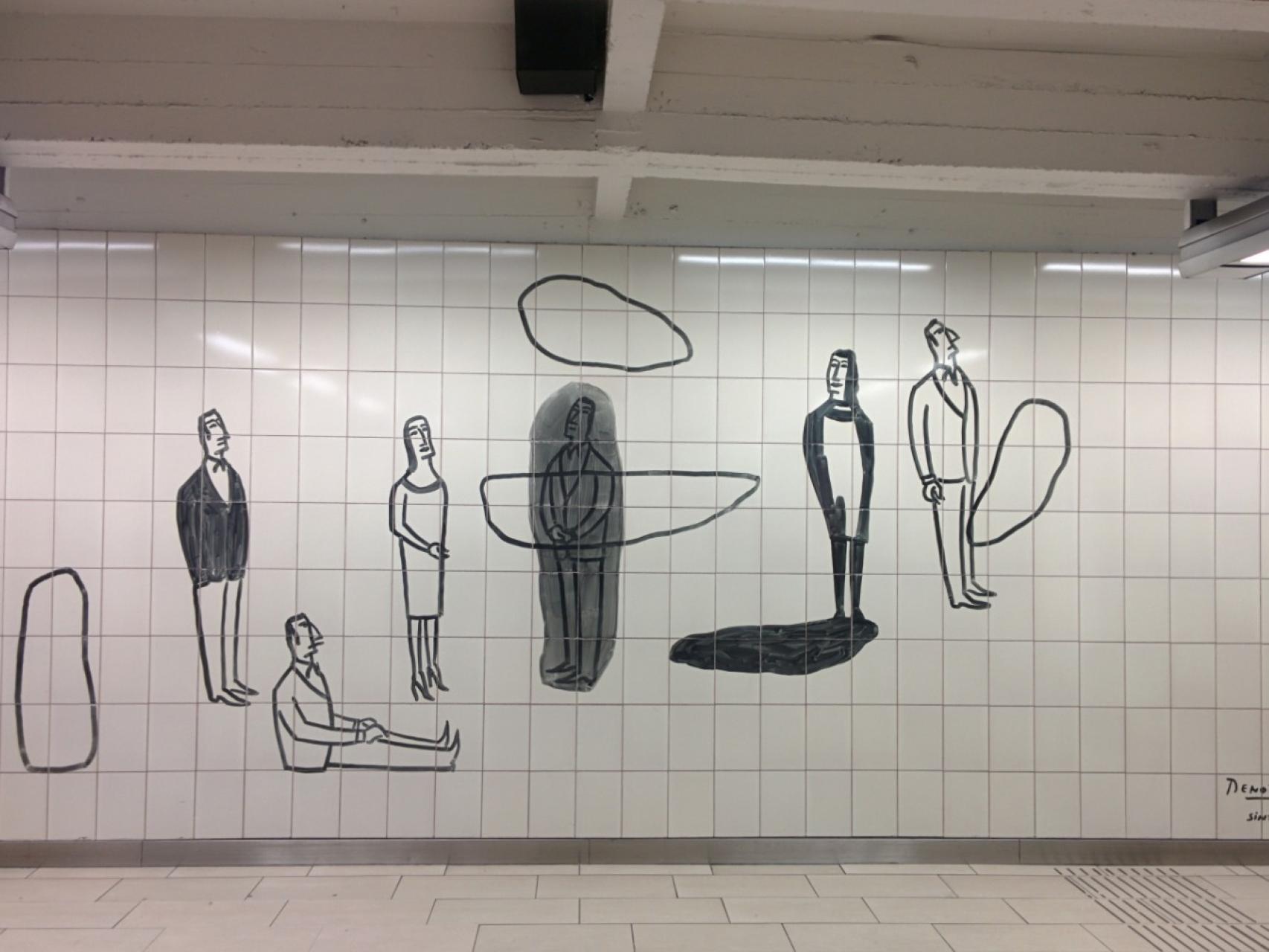 Los azulejos de la estación de Maelbeek. / BEERBIKESANDFRITES