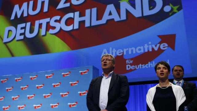 Frauke Petry, presidenta de la AfD, junto al líder del partido, Joerg Meuthen.