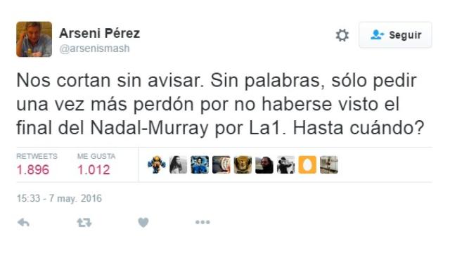 Arseni Pérez también estalló tras la retransmisión del tenis.