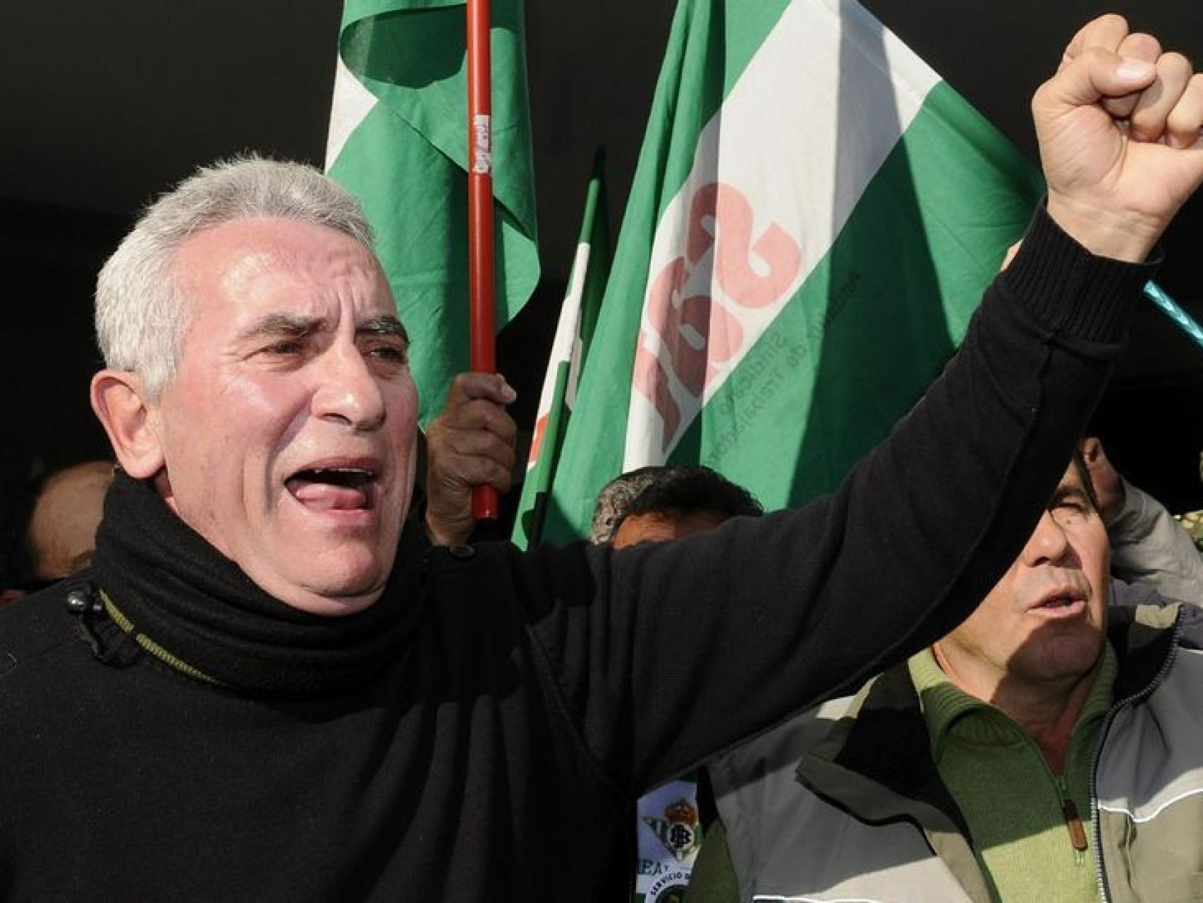Cañamero en una manifestación sindical.