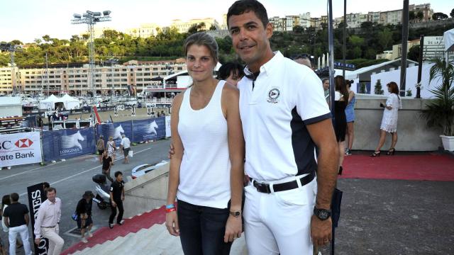Athina Onassis y Alvaro Miranda Neto en el concurso hípico CSI5 de Montecarlo