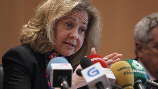 Consuelo Madrigal durante su comparecencia en la rueda de prensa