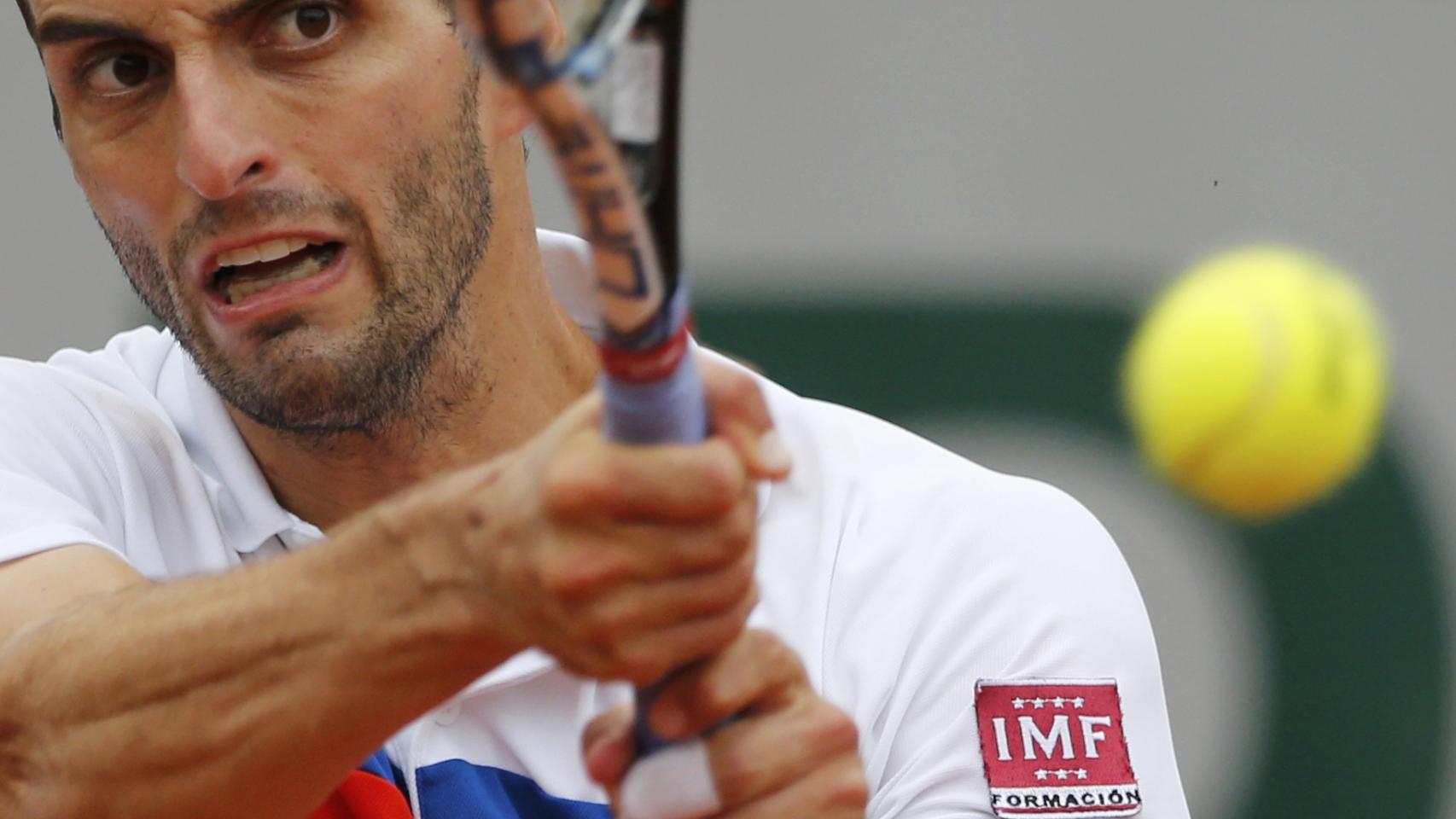 Albert Ramos durante su partido ante Milos Raonic.