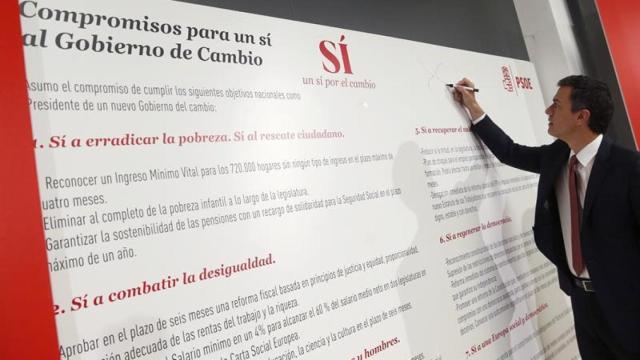 Sánchez, en la presentación de sus compromisos.